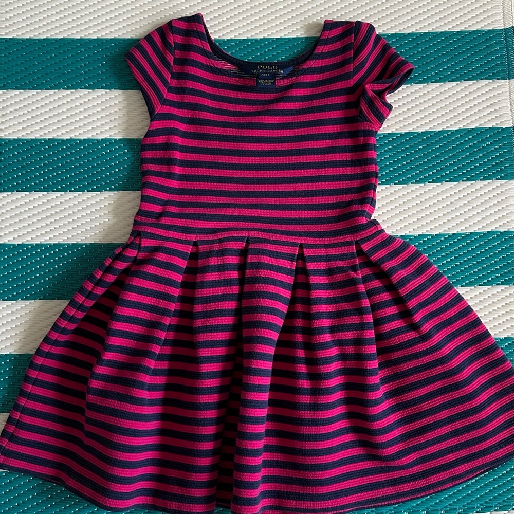 Polo by Ralph Lauren Pink and Blue Fit and Flare Dress